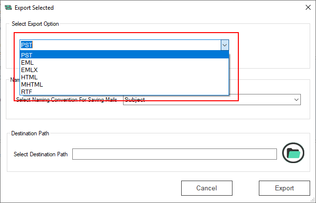 screenshot of MailsSoftware Thunderbird to Outlook Converter